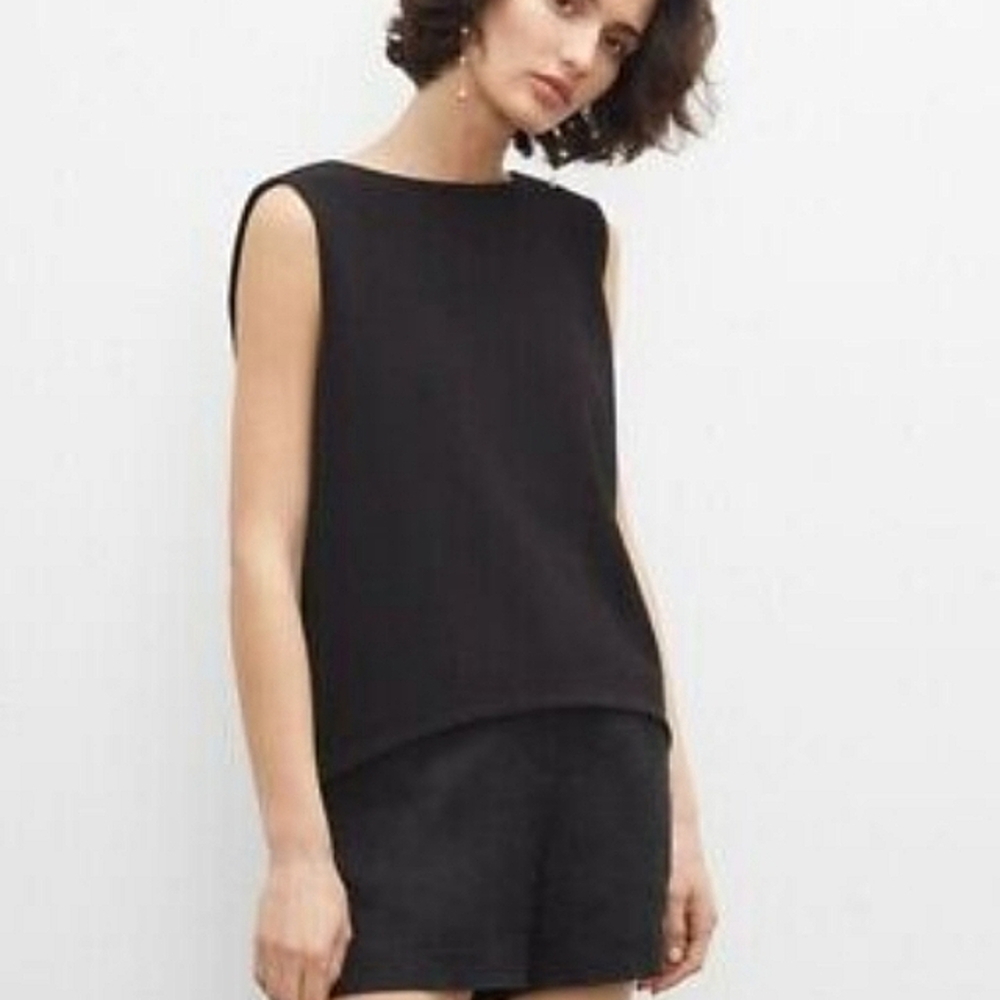 Nwt Gentle Herd 100% Cashmere Boxy Fit Oversized Sleeveless Top In Black Sz.L